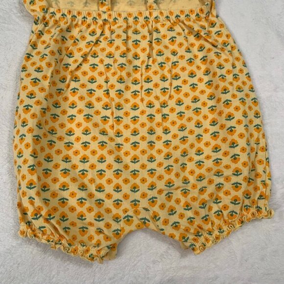5/$25 Carter's yellow spring florals strappy sleeveless shorts bubble romper - Picture 7 of 7